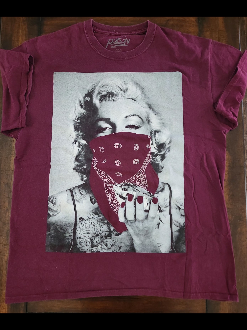 Men's Graphic Short Sleeve Tee - Burgundy Marilyn Bandana Print